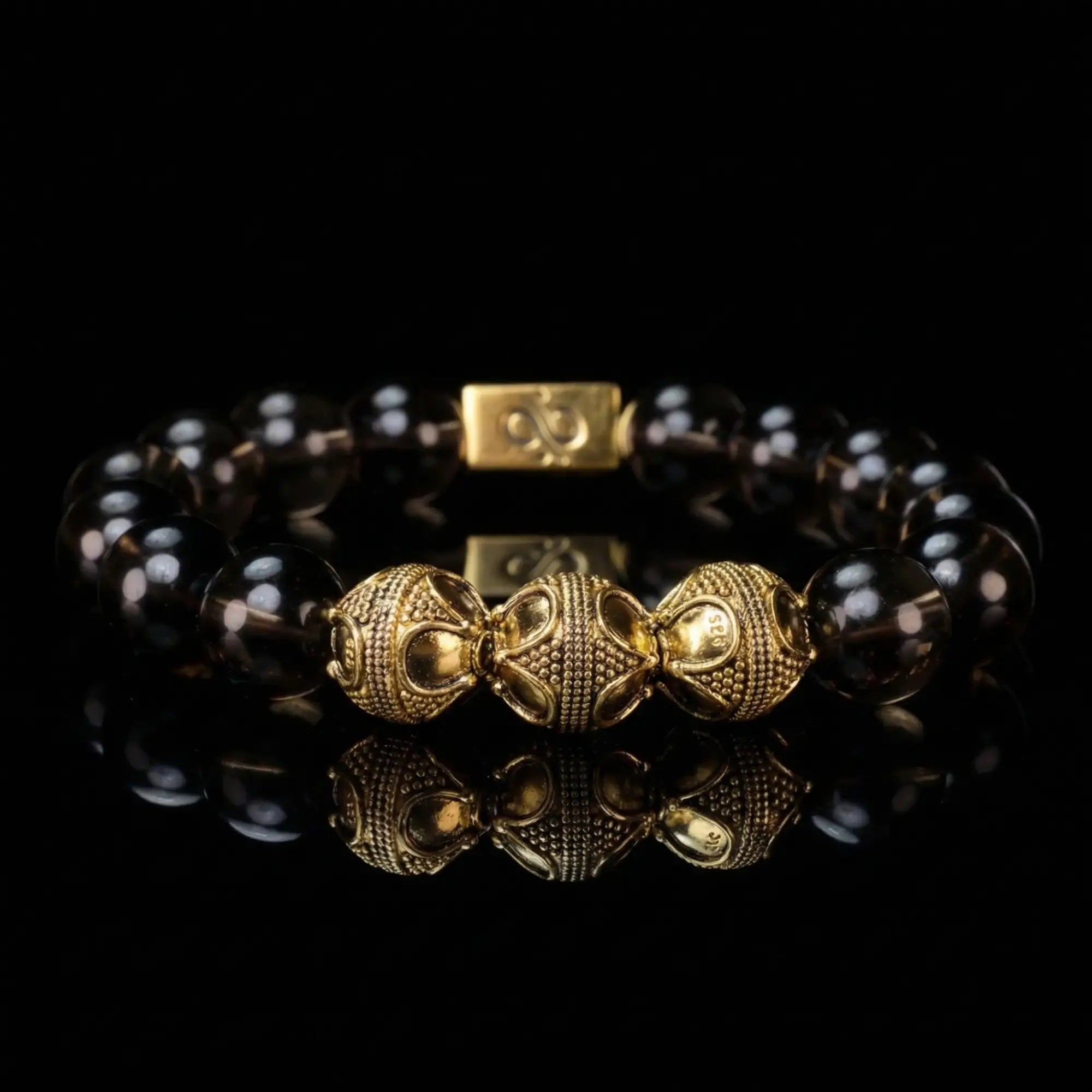 SMOKY QUARTZ GOLD VERMEIL BRACELET I (12MM)