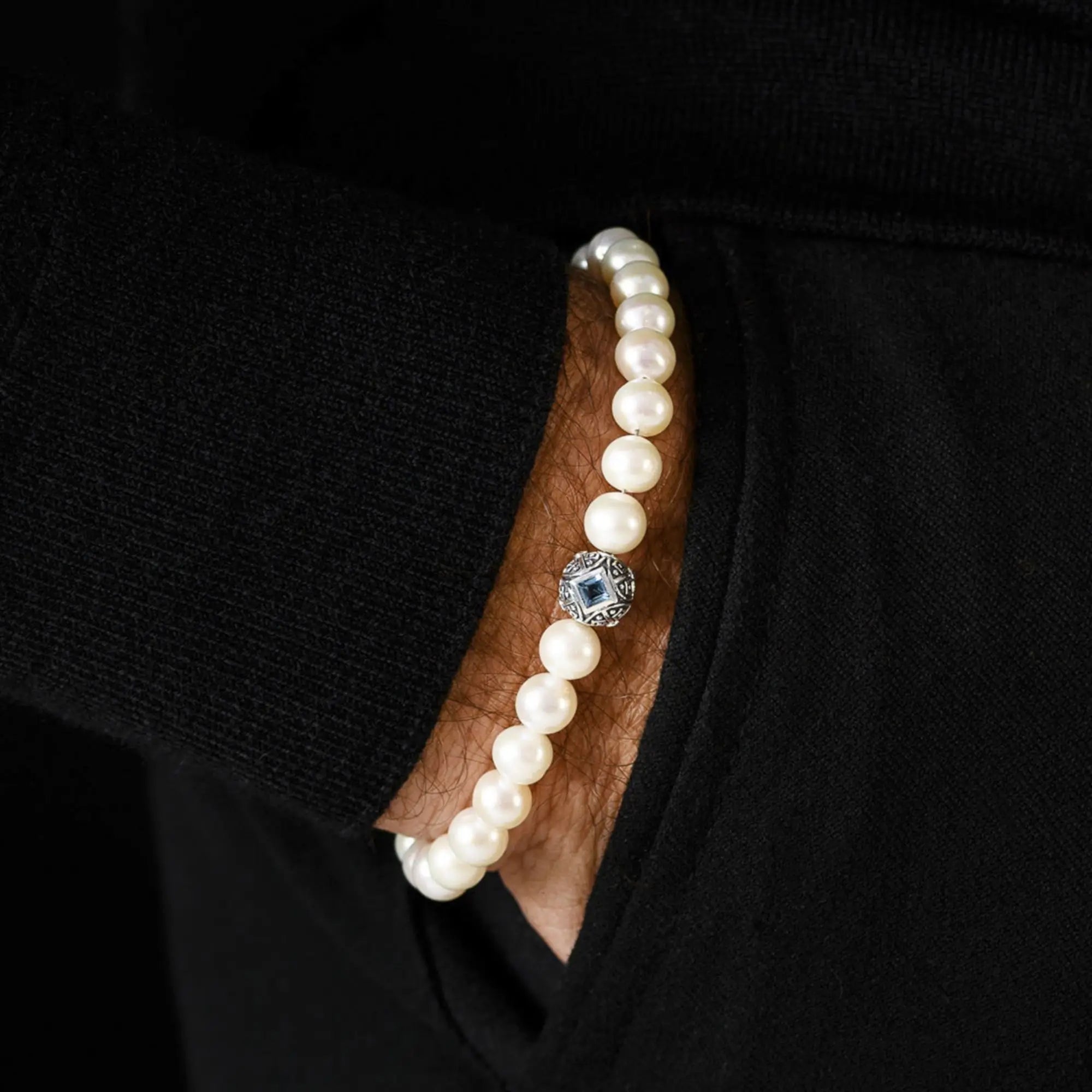 PALADIN SWISS BLUE TOPAZ - PEARL BRACELET I (8MM)