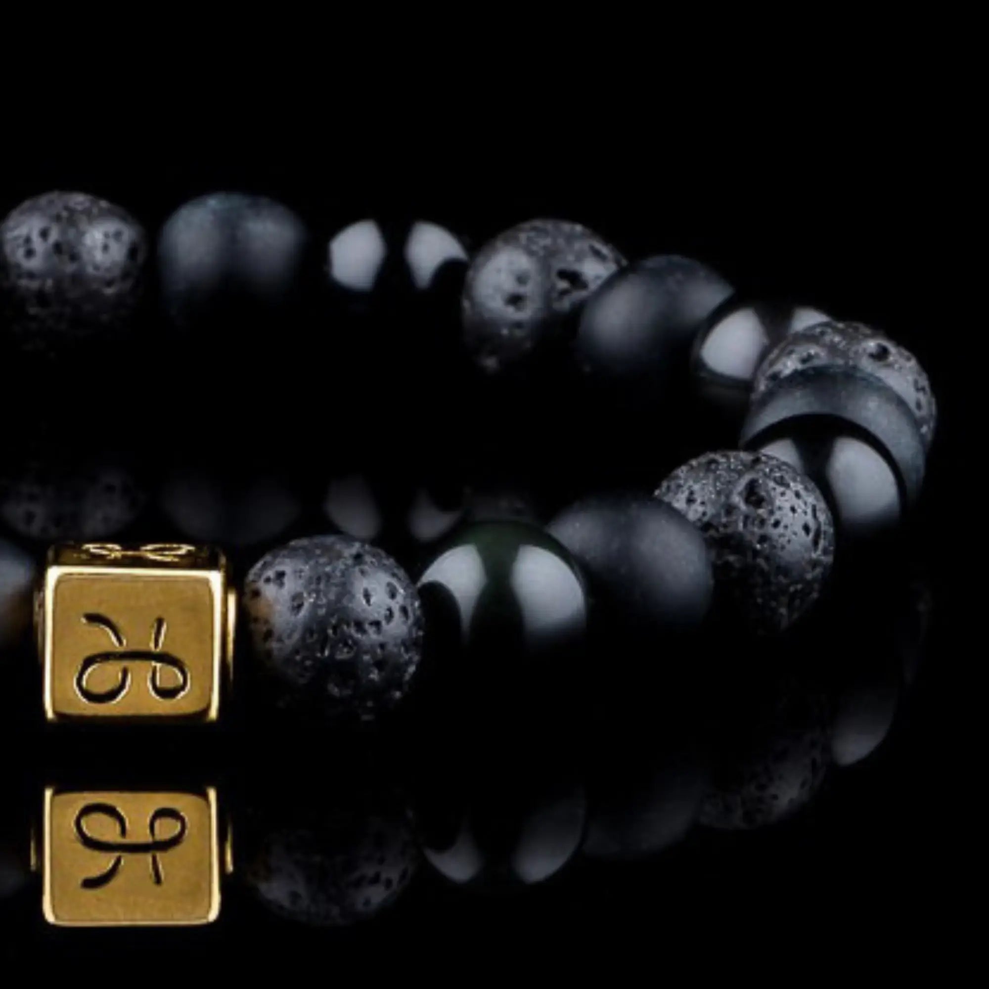 BLACK MIXED GOLD VERMEIL BRACELET (8MM)