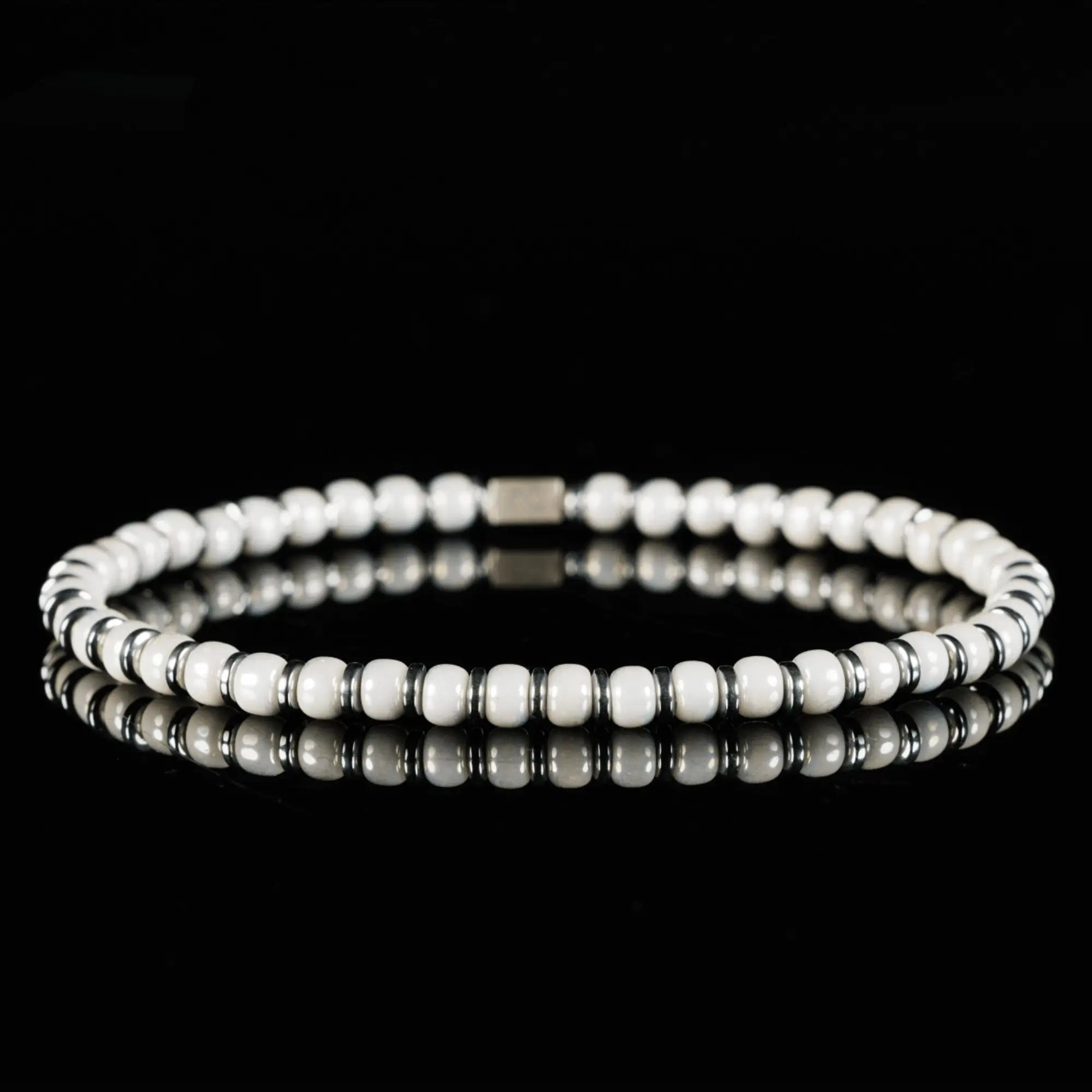 HEMATITE - IVORY BRACELET XIX (4MM)
