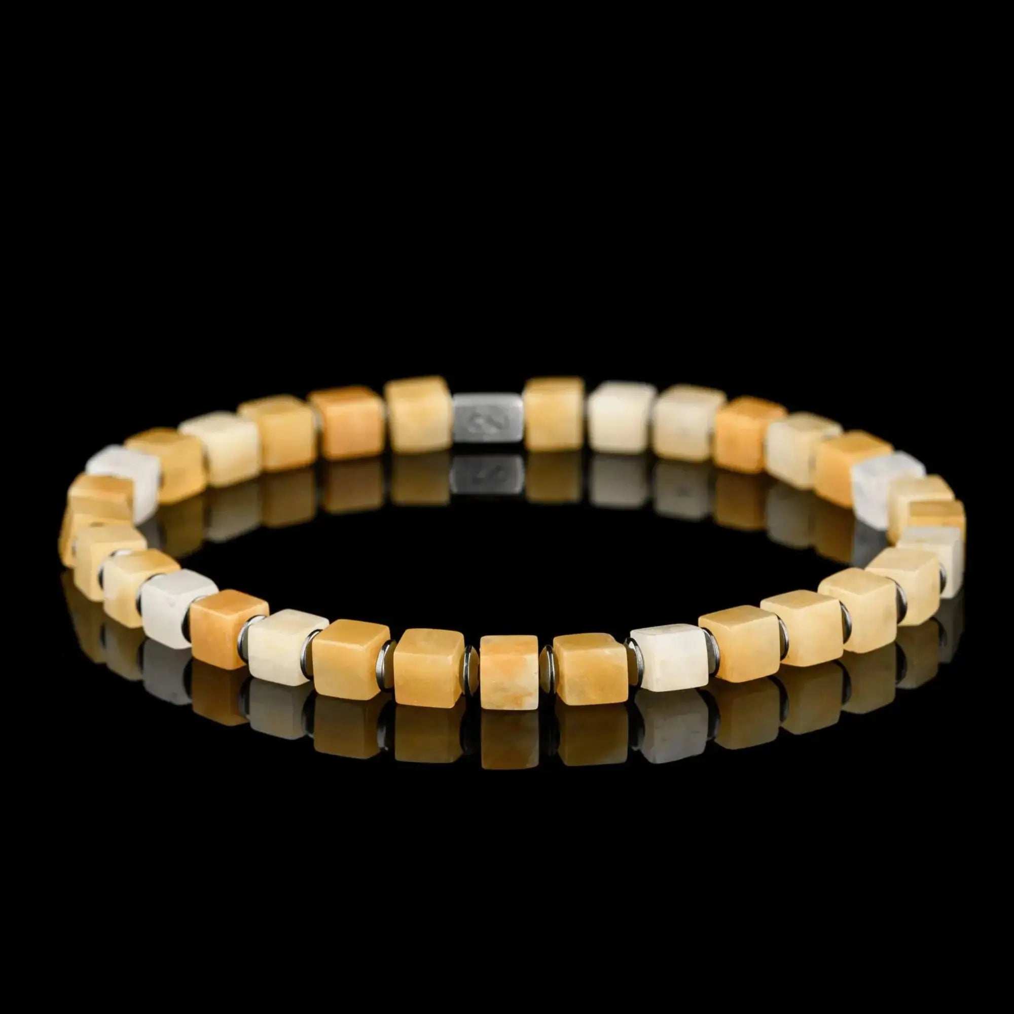 YELLOW JADE - CUBE BRACELET VII (4MM)