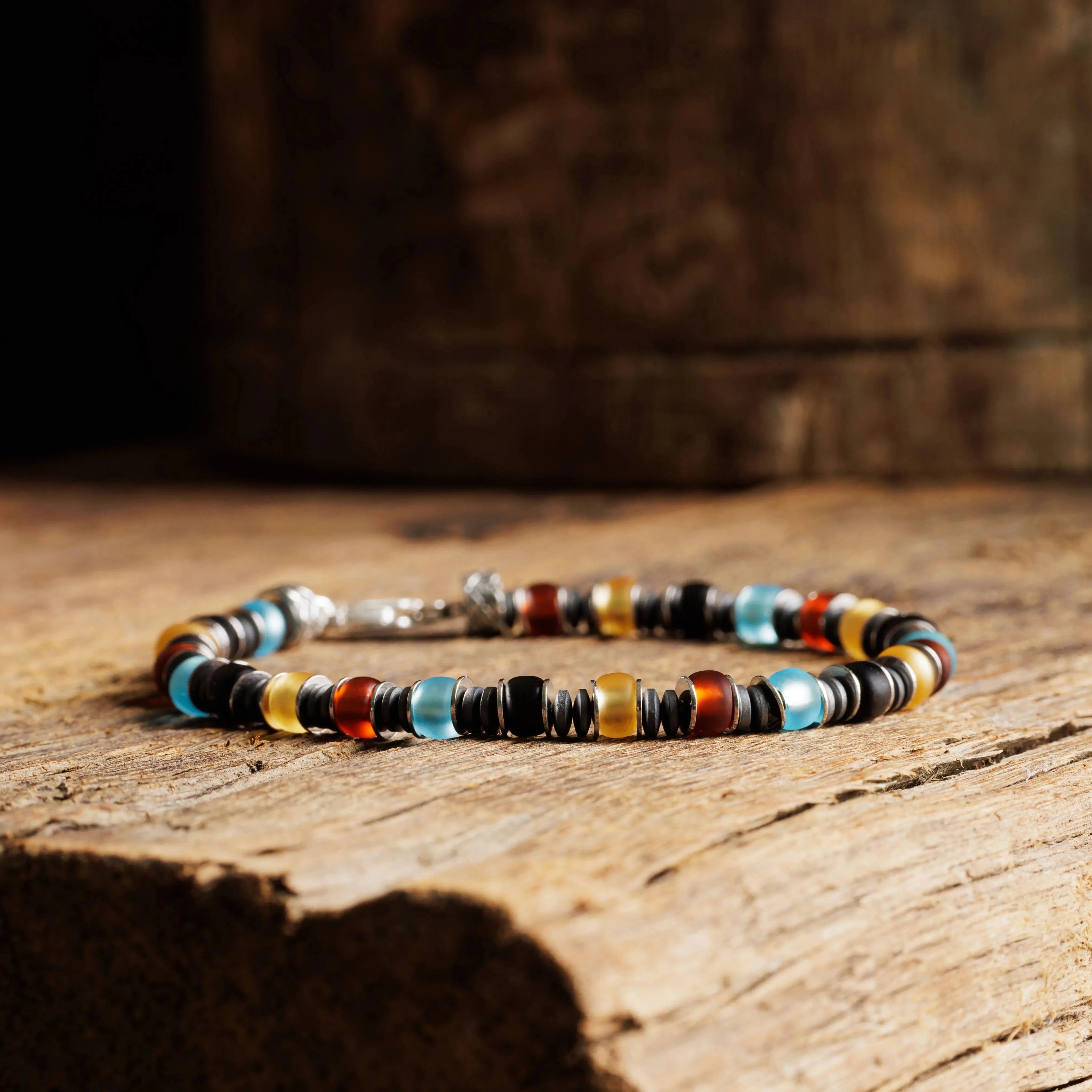 MULTICOLOR SILVER & HEMATITE BRACELET IV (6MM)