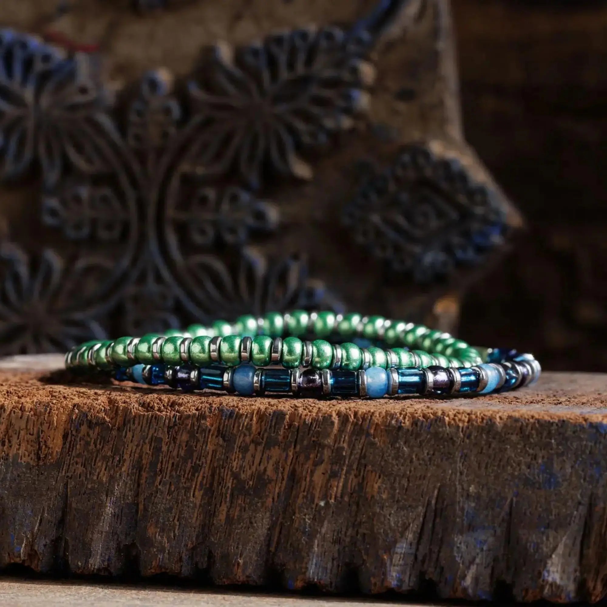 HEMATITE - MULTITONED BLUE BRACELET I (4MM)