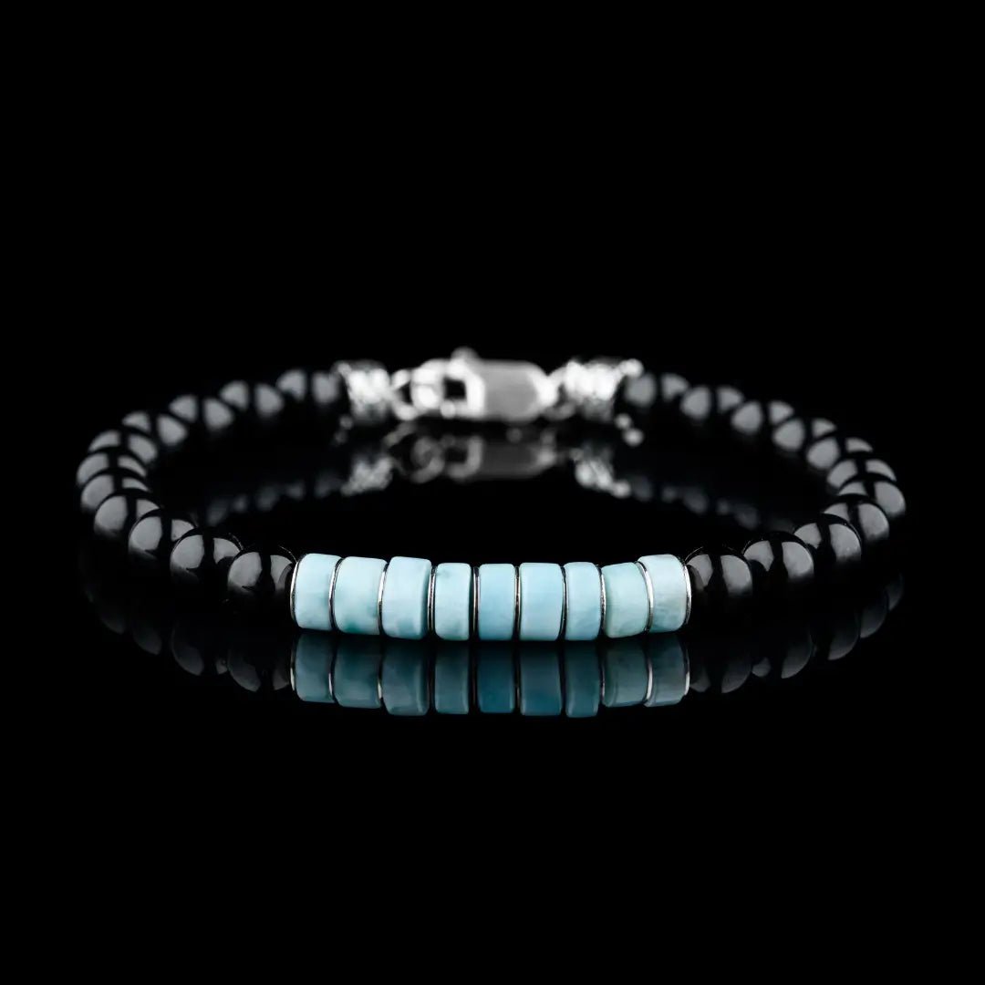BLUE LARIMAR - BLACK TOURMALINE BRACELET II (6MM)