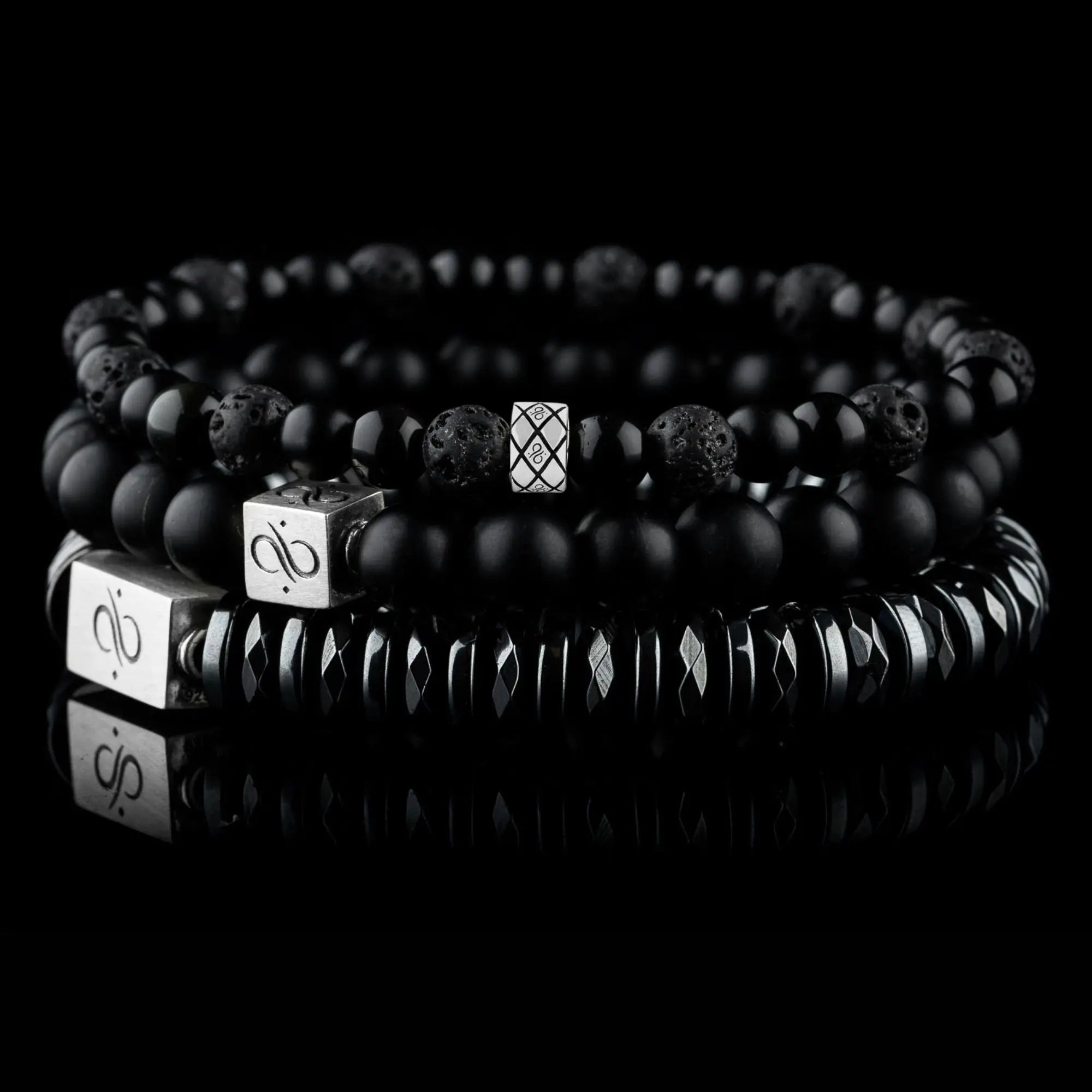 BLACK BRACELET BUNDLE (6, 8 & 10MM)