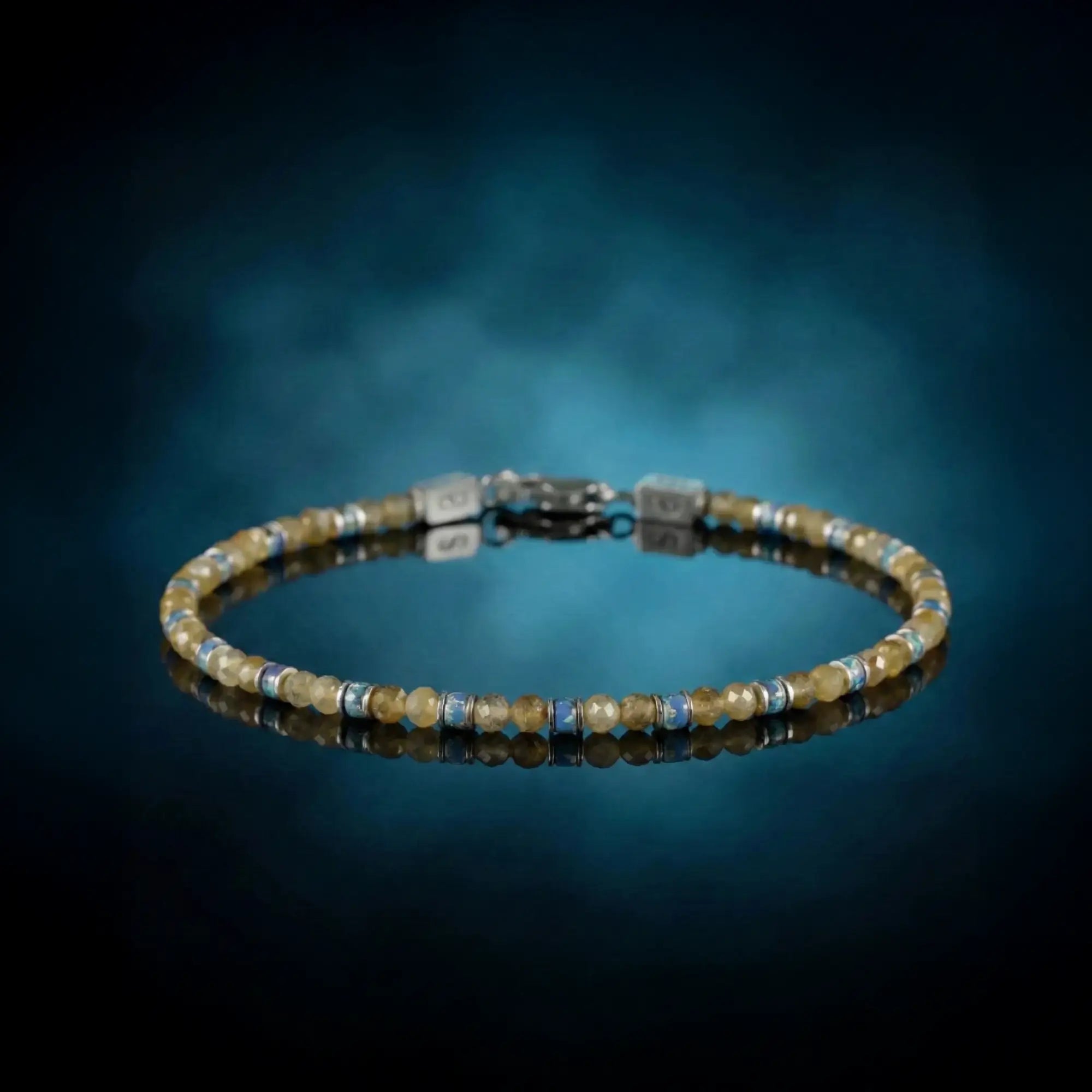 MUSTARD YELLOW LABRADORITE - PICASSO BLUE BRACELET II (3MM)