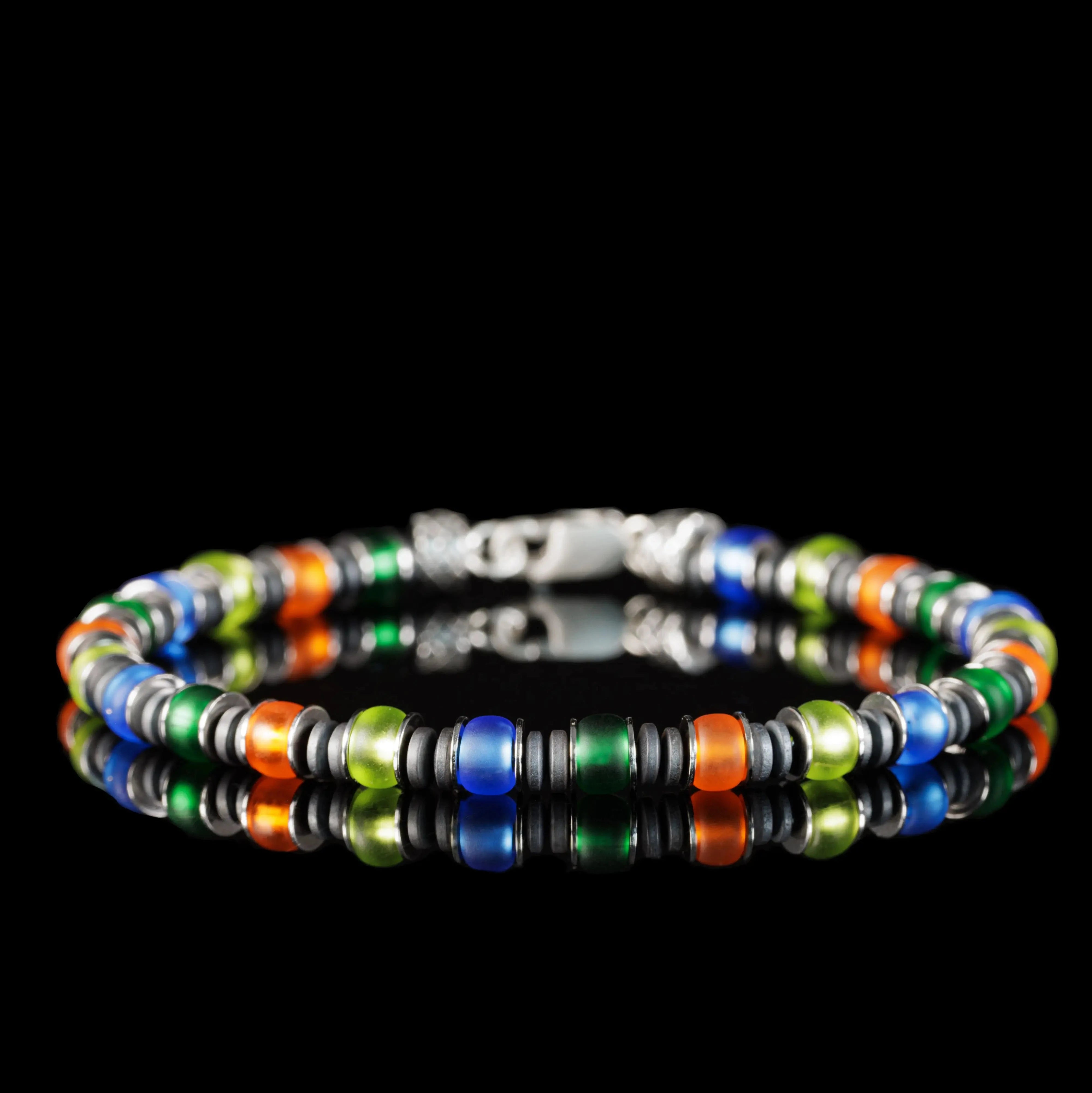 MULTICOLOR SILVER & HEMATITE BRACELET VI (6MM)