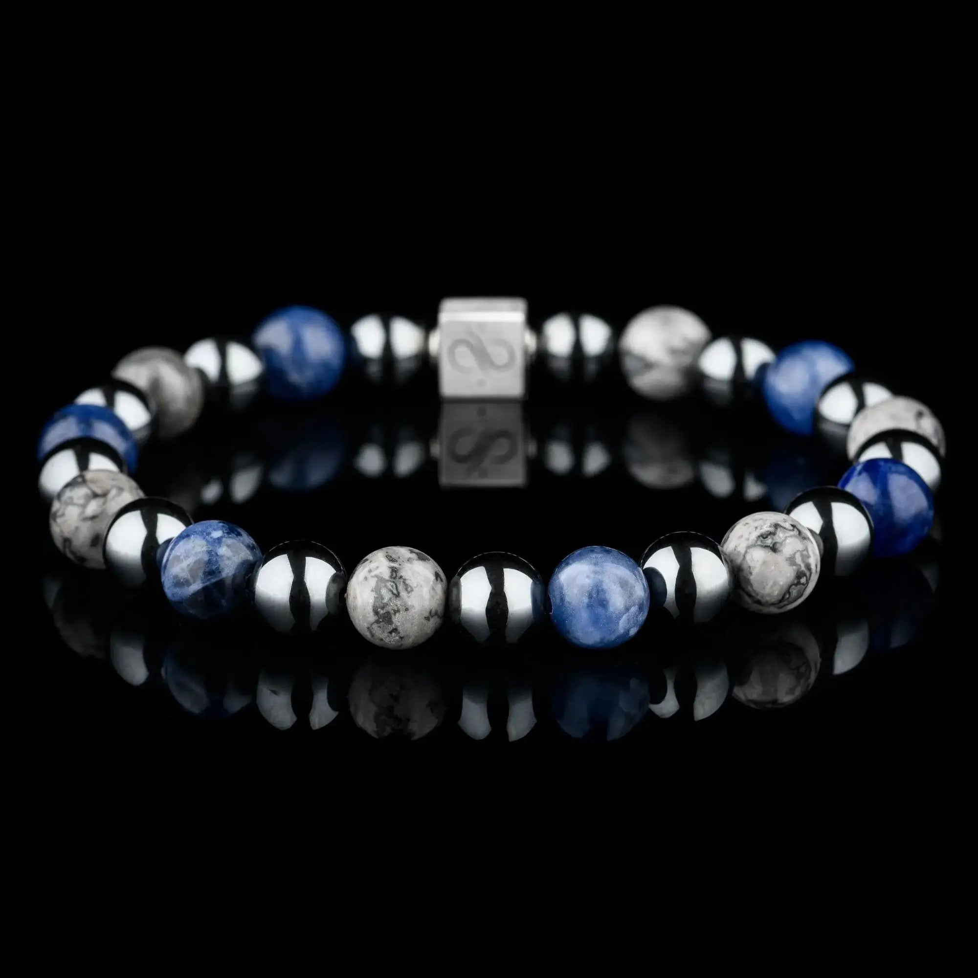 SODALITE-PICASSO JASPER-HEMATITE BRACELET I (8MM)