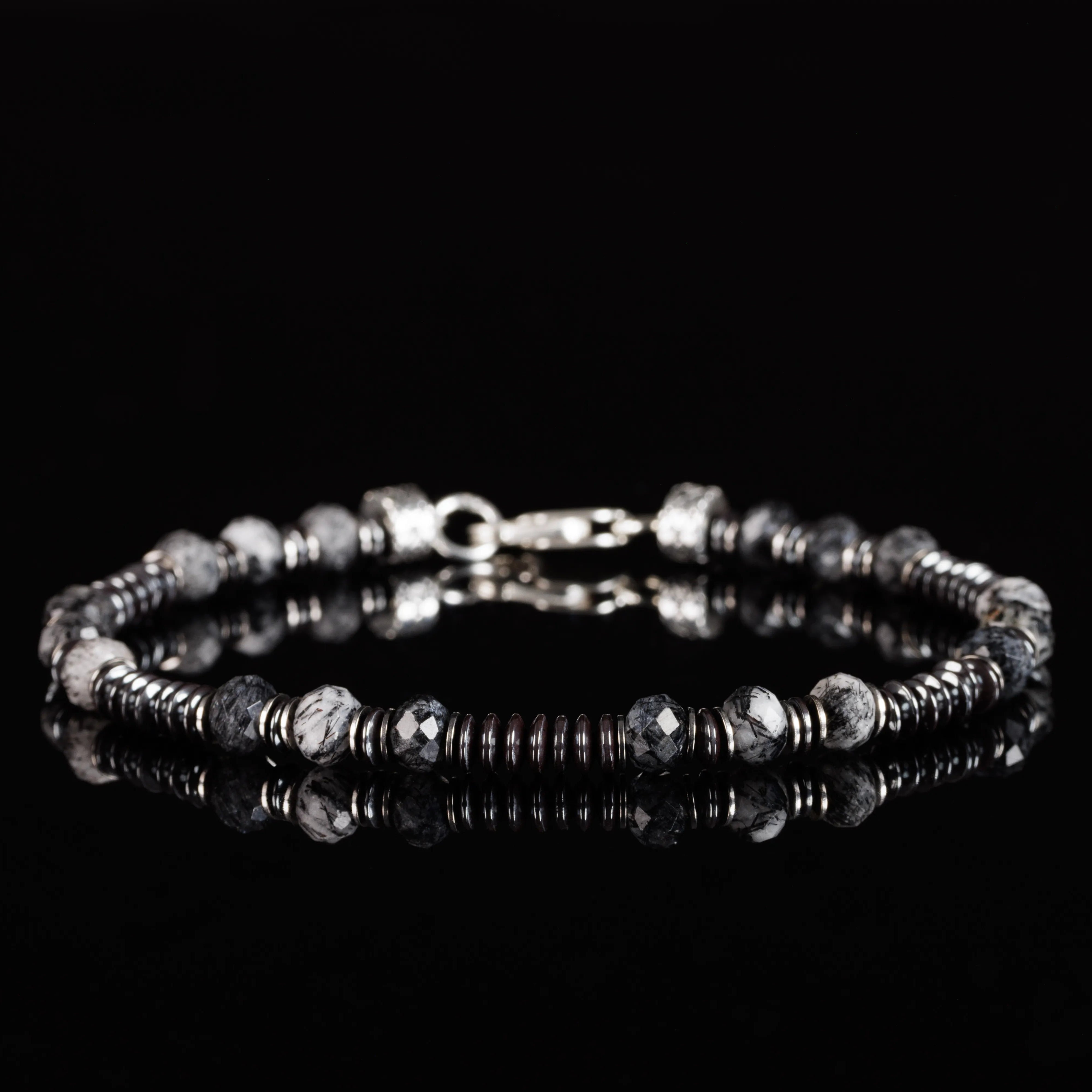 BLACK TOURMALINATED QUARTZ BRACELET I (4-6MM)