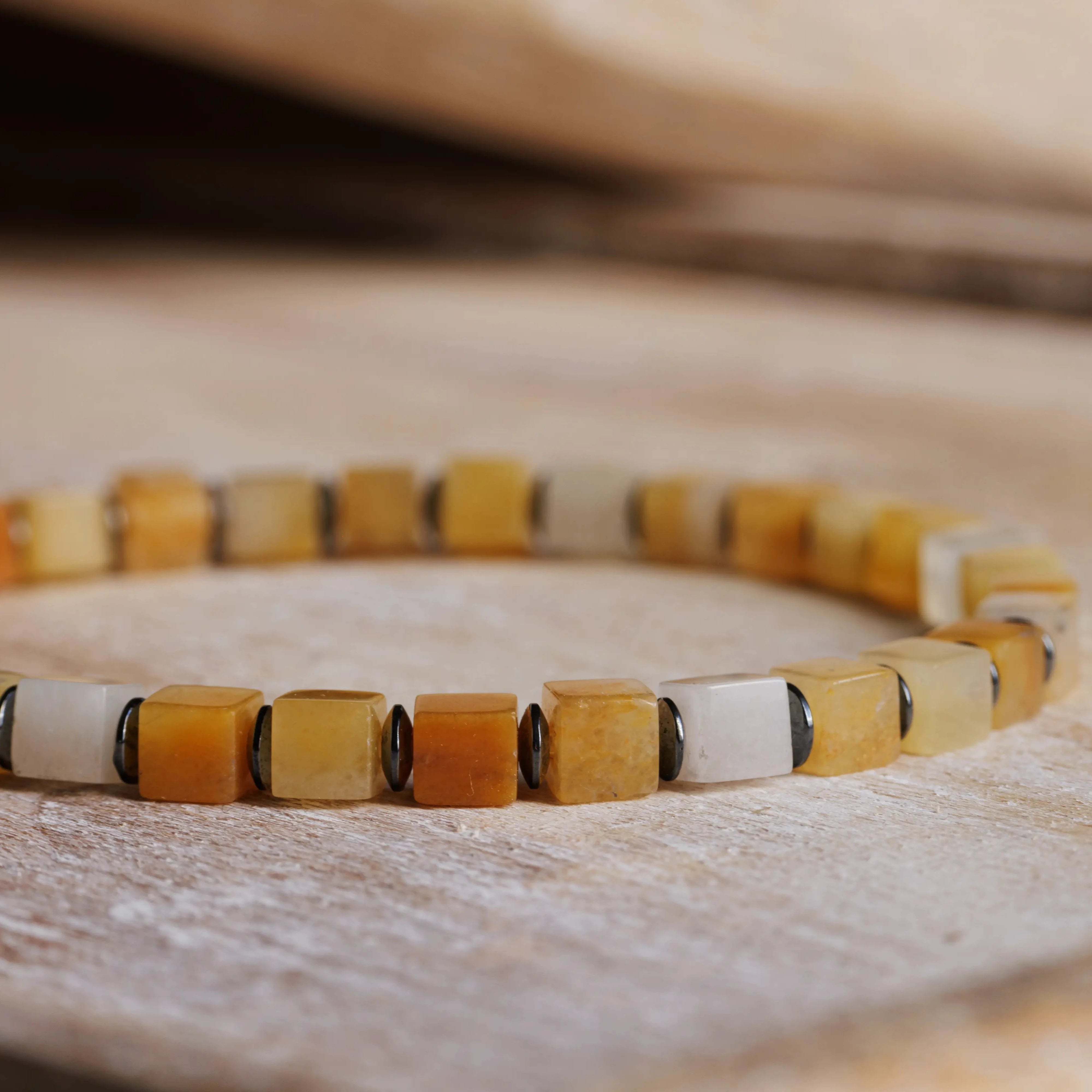 YELLOW JADE - CUBE BRACELET VII (4MM)