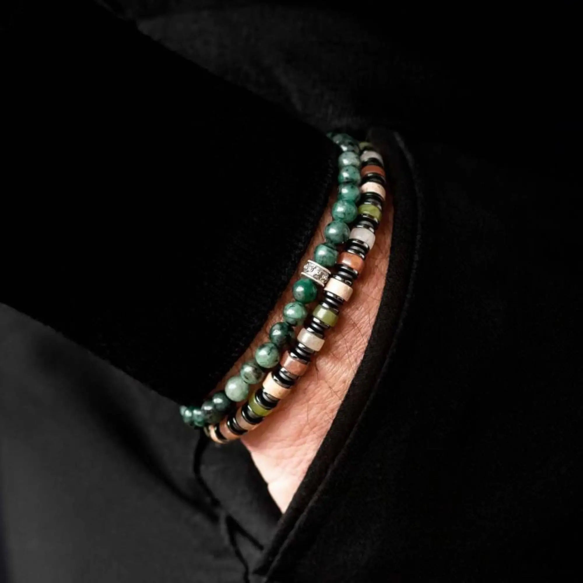 JADE - AVENTURINE - FOSSIL - SERPENTINE BRACELET IV (6MM)