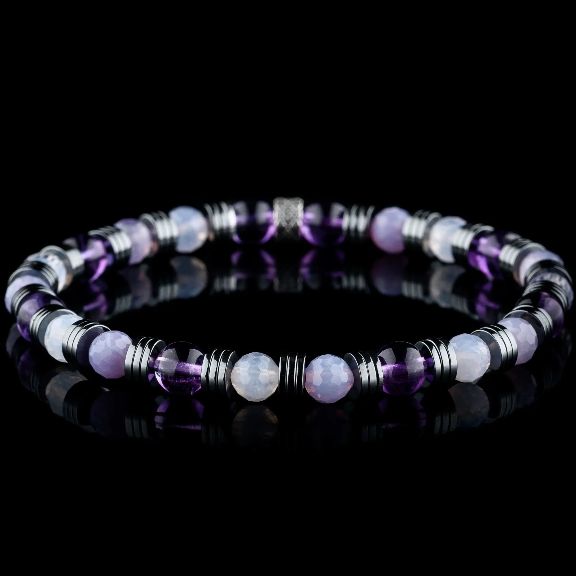PURPLE CHALCEDONY - AMETHYST BRACELET I (6MM)
