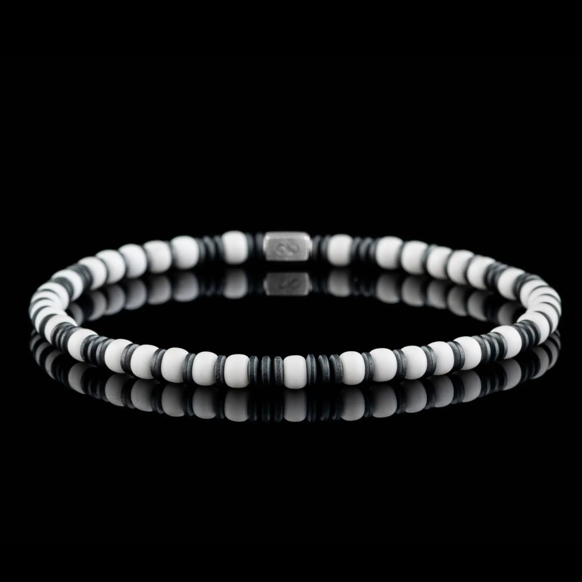 HEMATITE - WHITE BRACELET VIII (4MM)