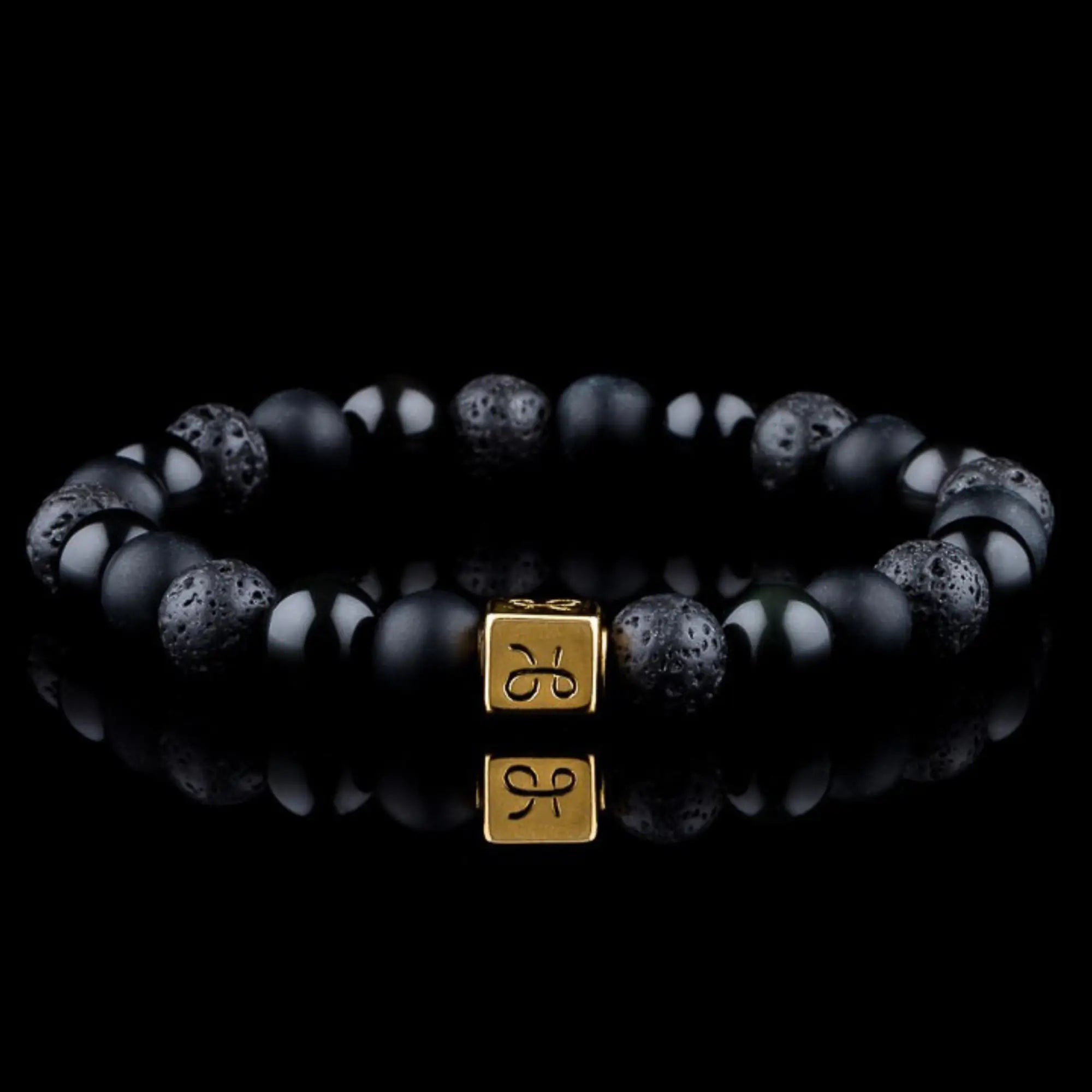 BLACK MIXED GOLD VERMEIL BRACELET (8MM)