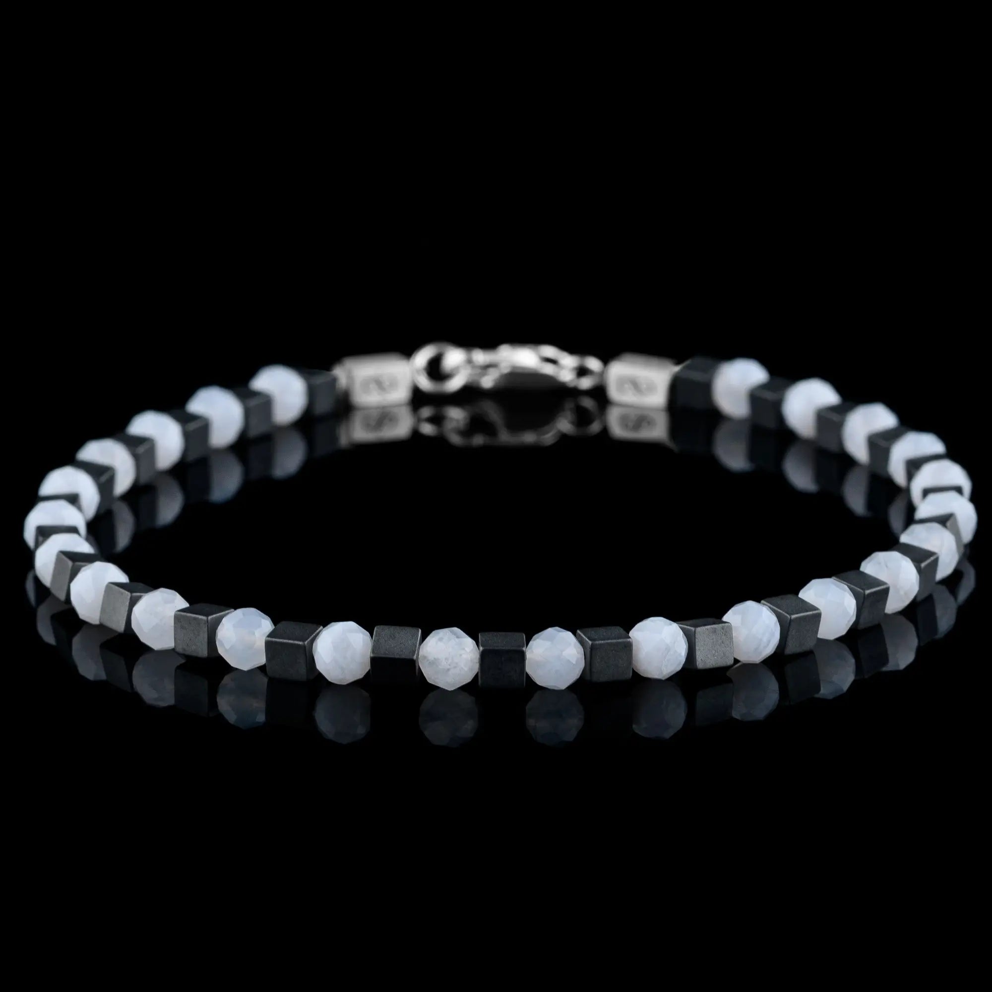 BLUE LACE AGATE - HEMATITE BRACELET II (3-4MM)