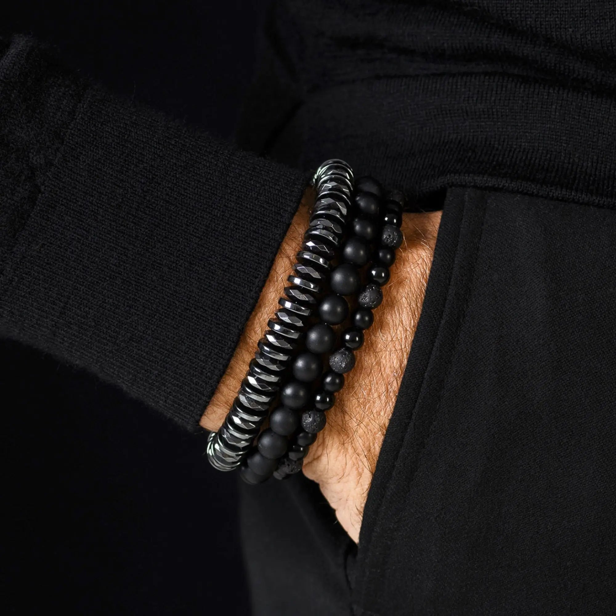 BLACK BRACELET BUNDLE (6, 8 & 10MM)