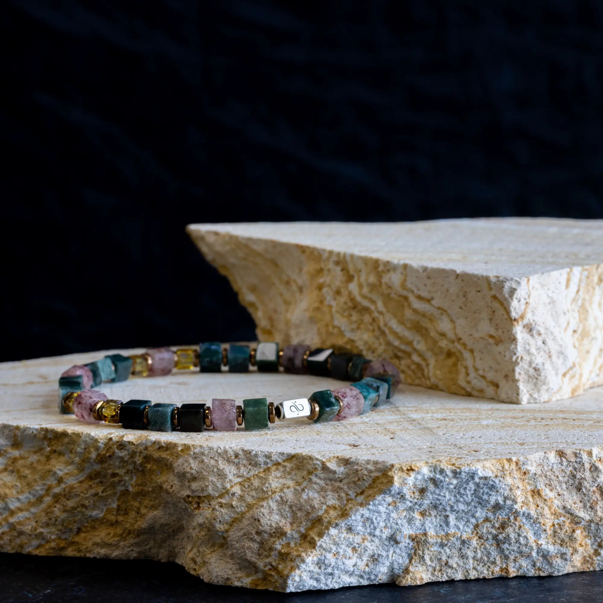 STRAWBERRY QUARTZ - INDIAN AGATE BRACELET I (4MM)