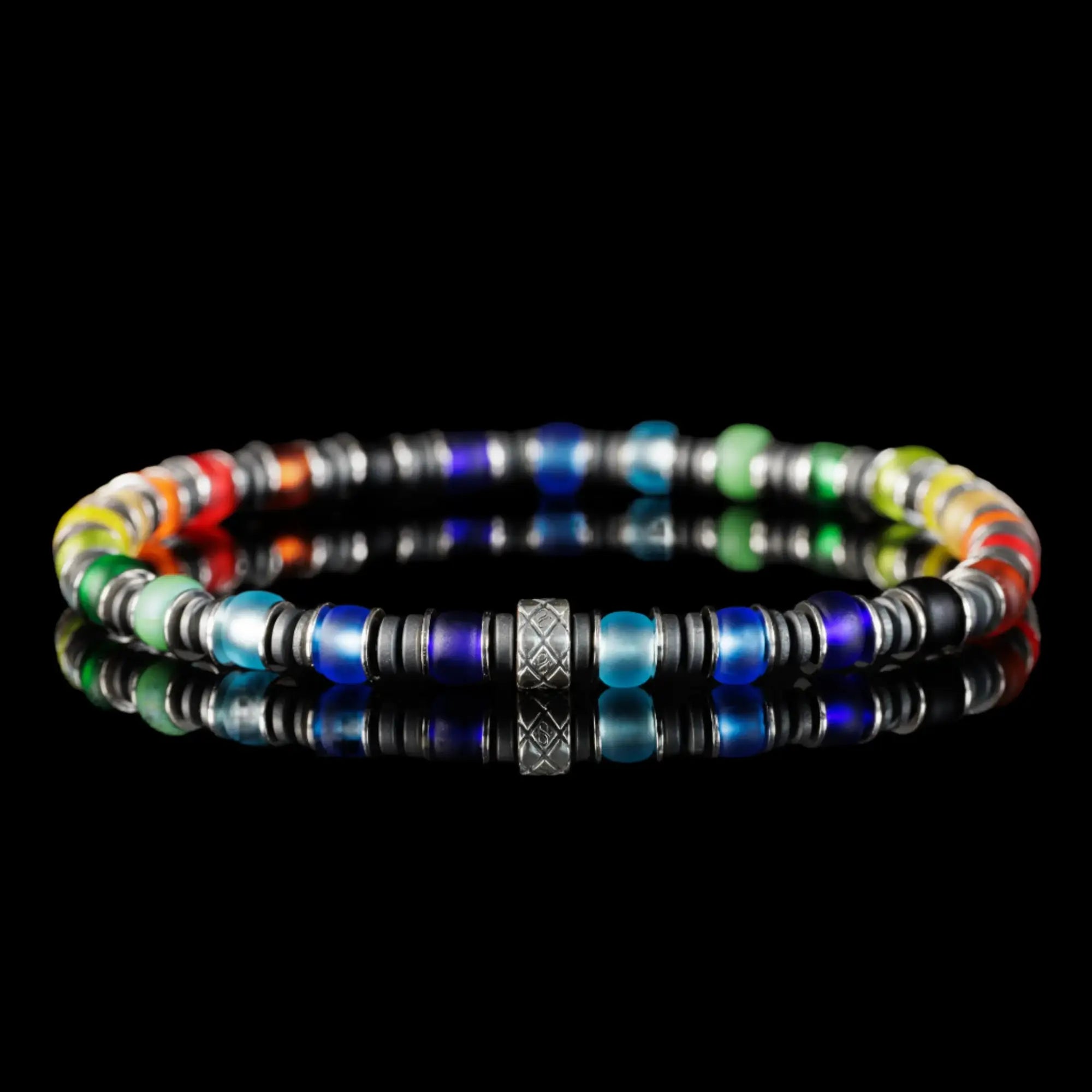 MULTICOLOR SILVER & HEMATITE BRACELET I (6MM)