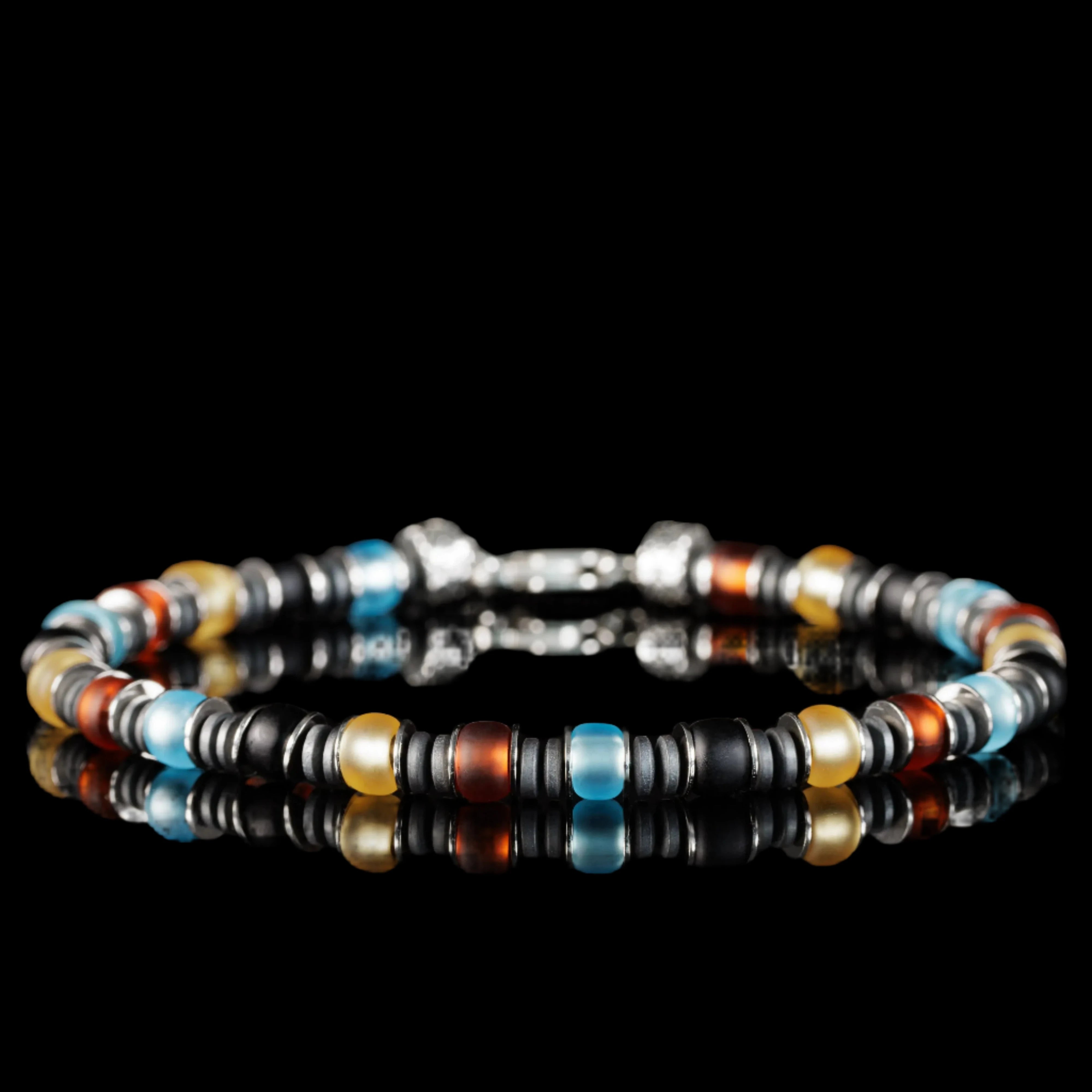 MULTICOLOR SILVER & HEMATITE BRACELET IV (6MM)