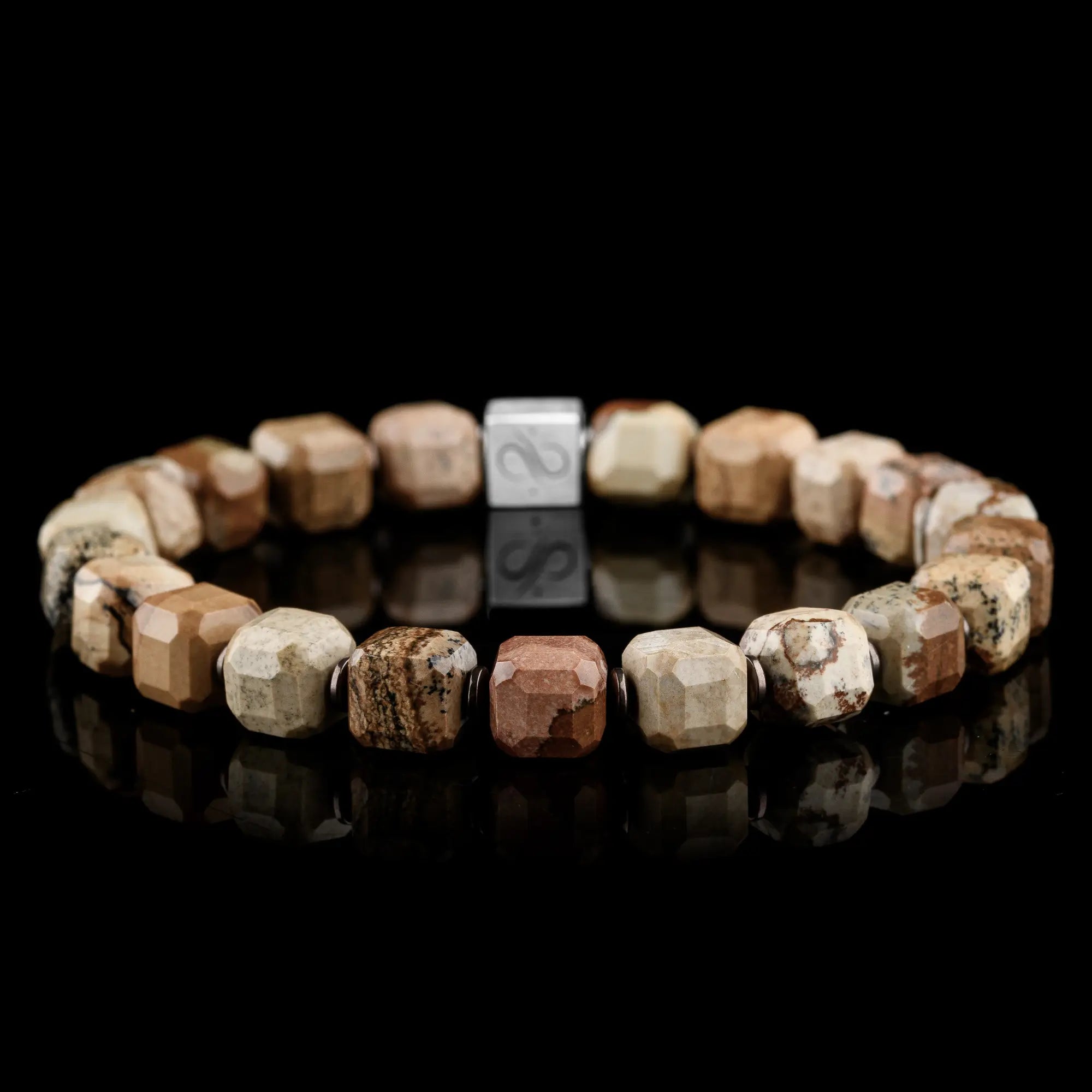 LANDSCAPE JASPER CUBE BEAD II (8MM)