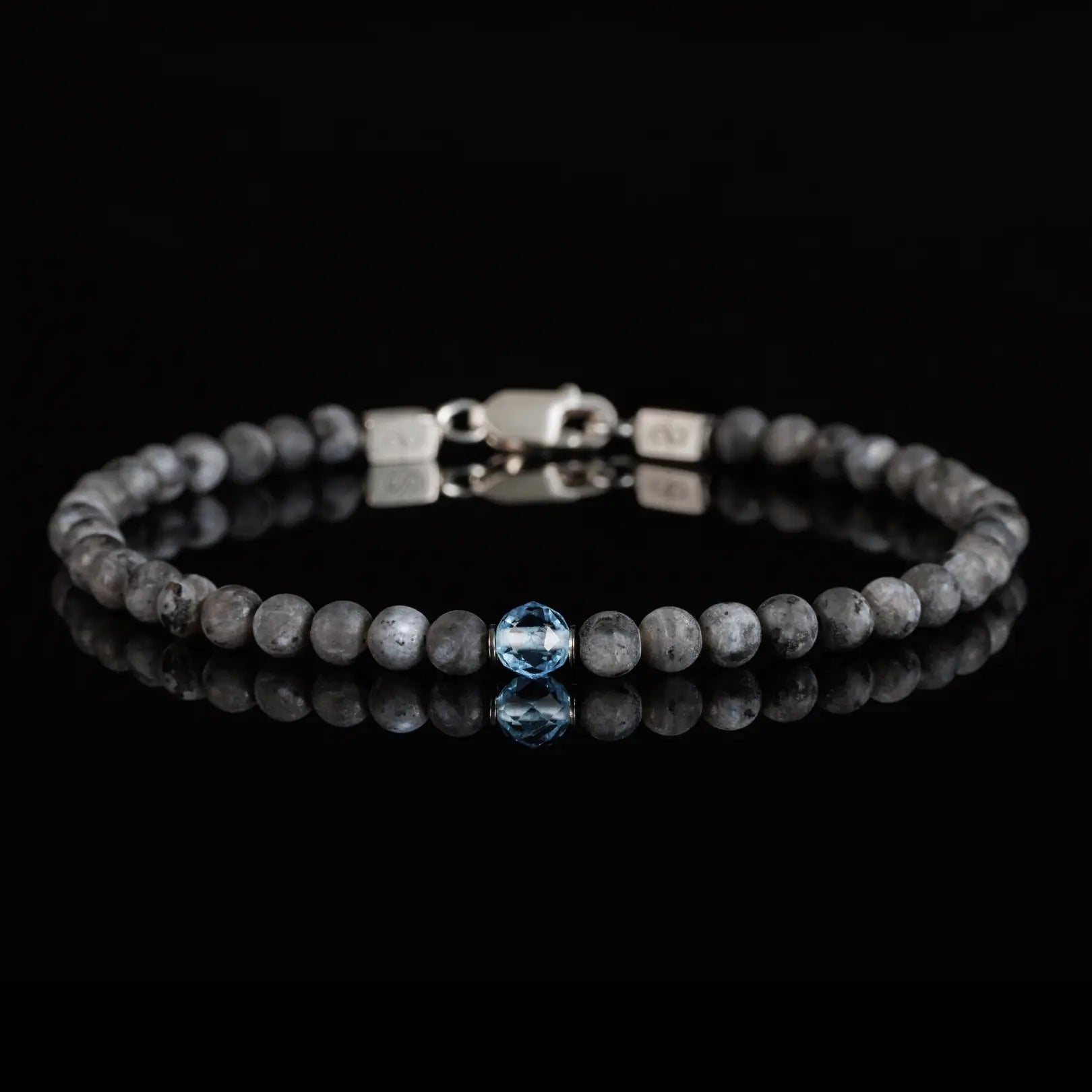 AQUAMARINE - MATTE LABRADORITE BRACELET 1 CARAT (4-5MM)