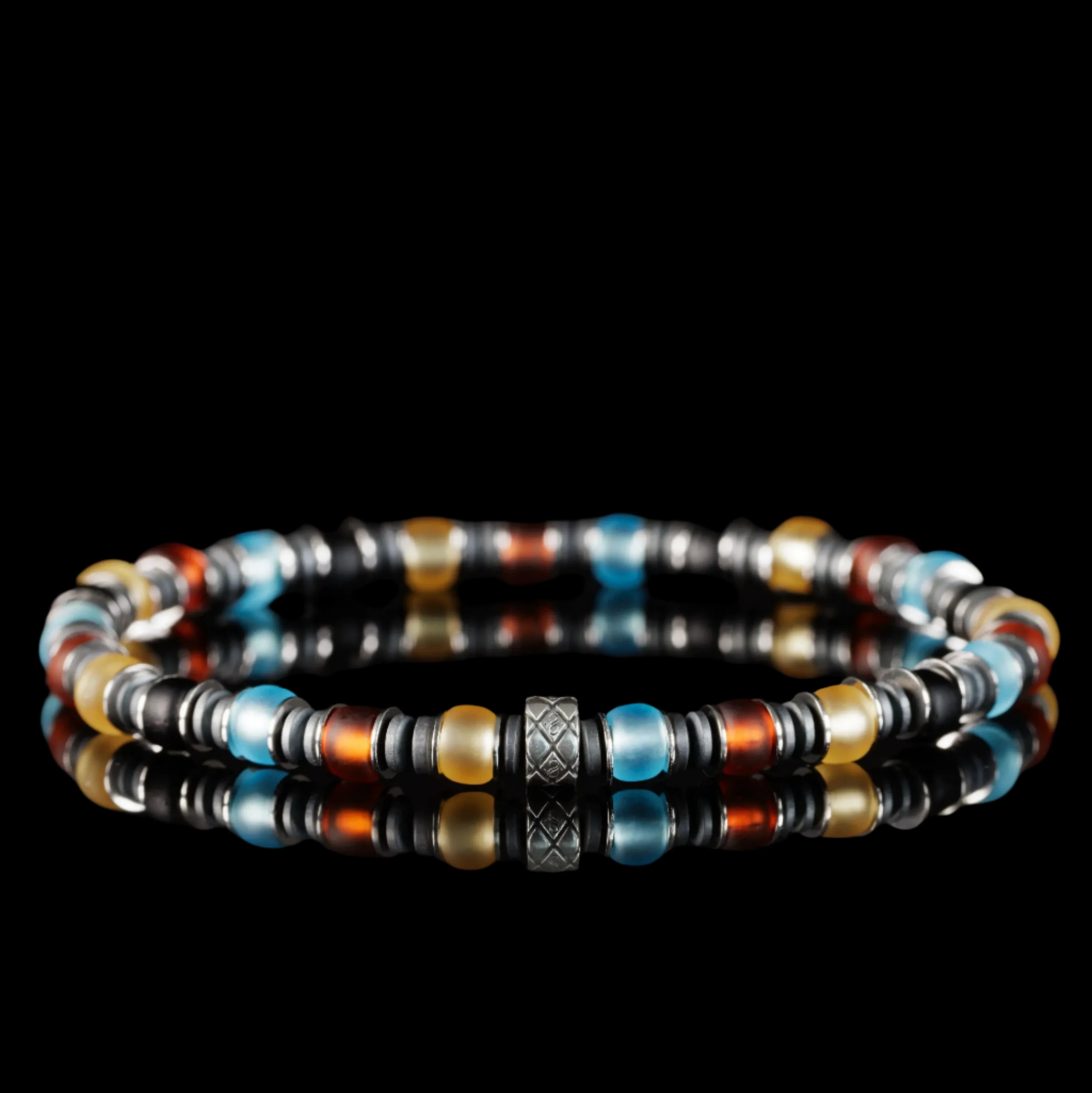 MULTICOLOR SILVER & HEMATITE BRACELET III (6MM)