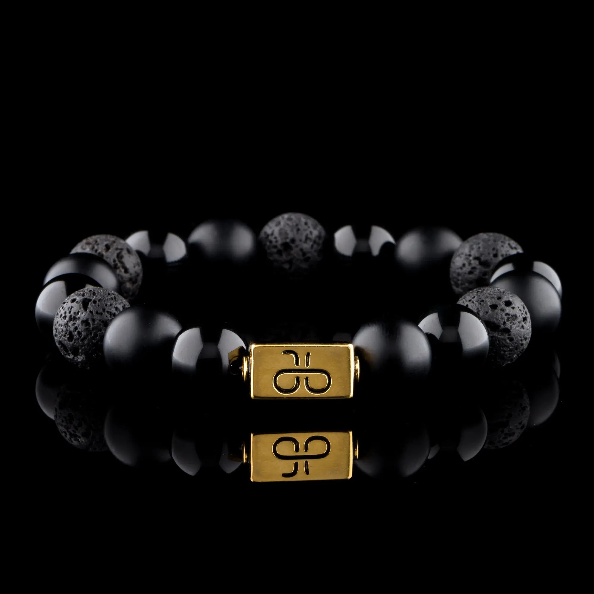 BLACK MIXED GOLD VERMEIL BRACELET (12MM)