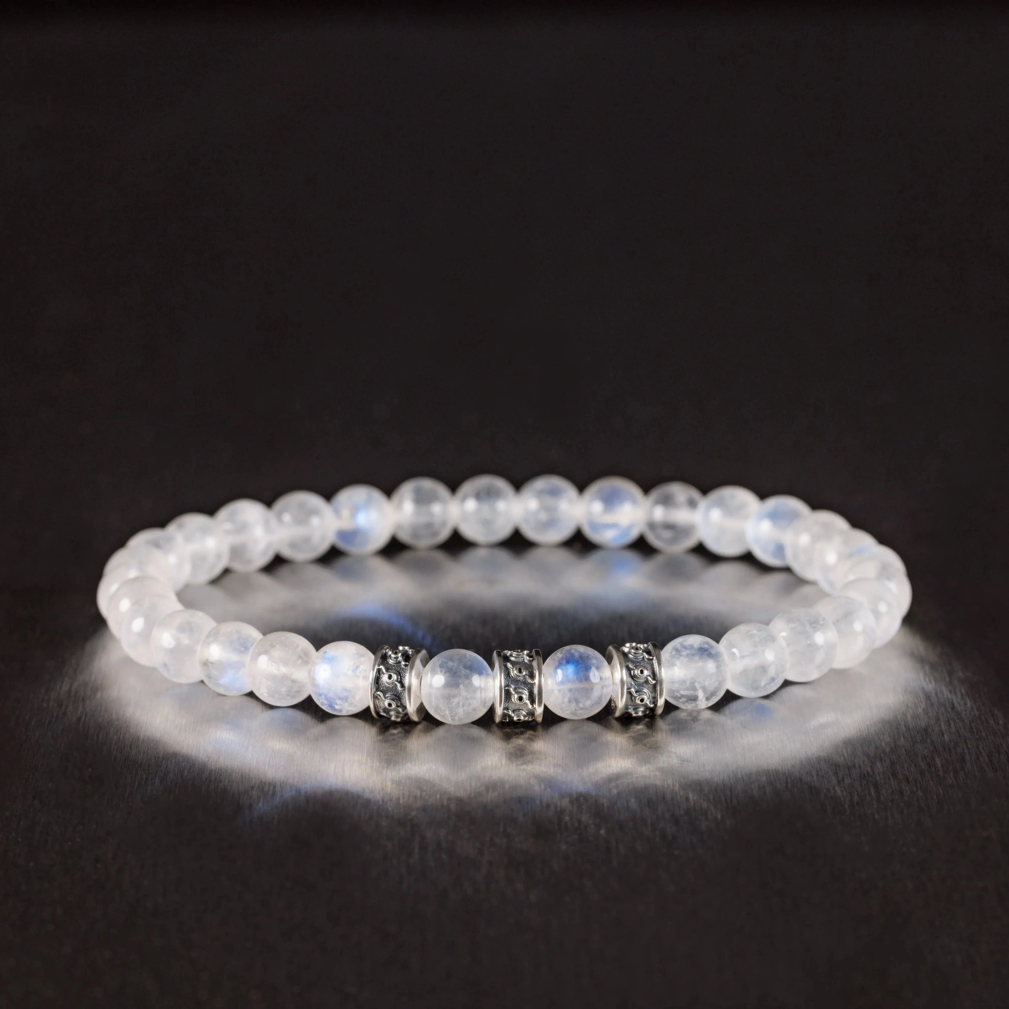 RAINBOW WHITE MOONSTONE BRACELET II (6MM)