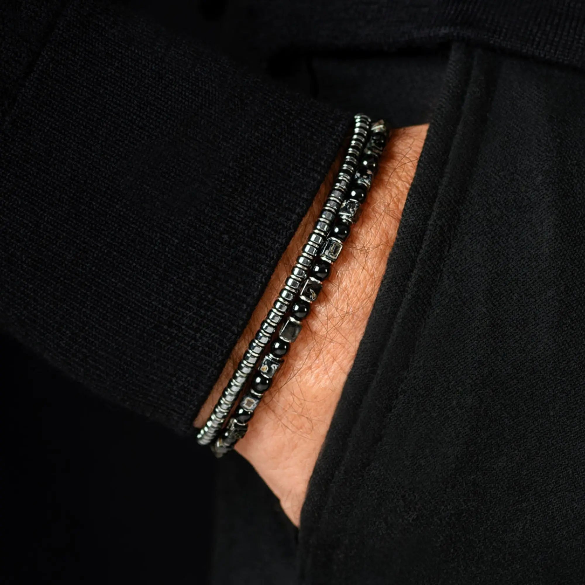 BLACK TOURMALINE - CUBE BRACELET IV (4MM)