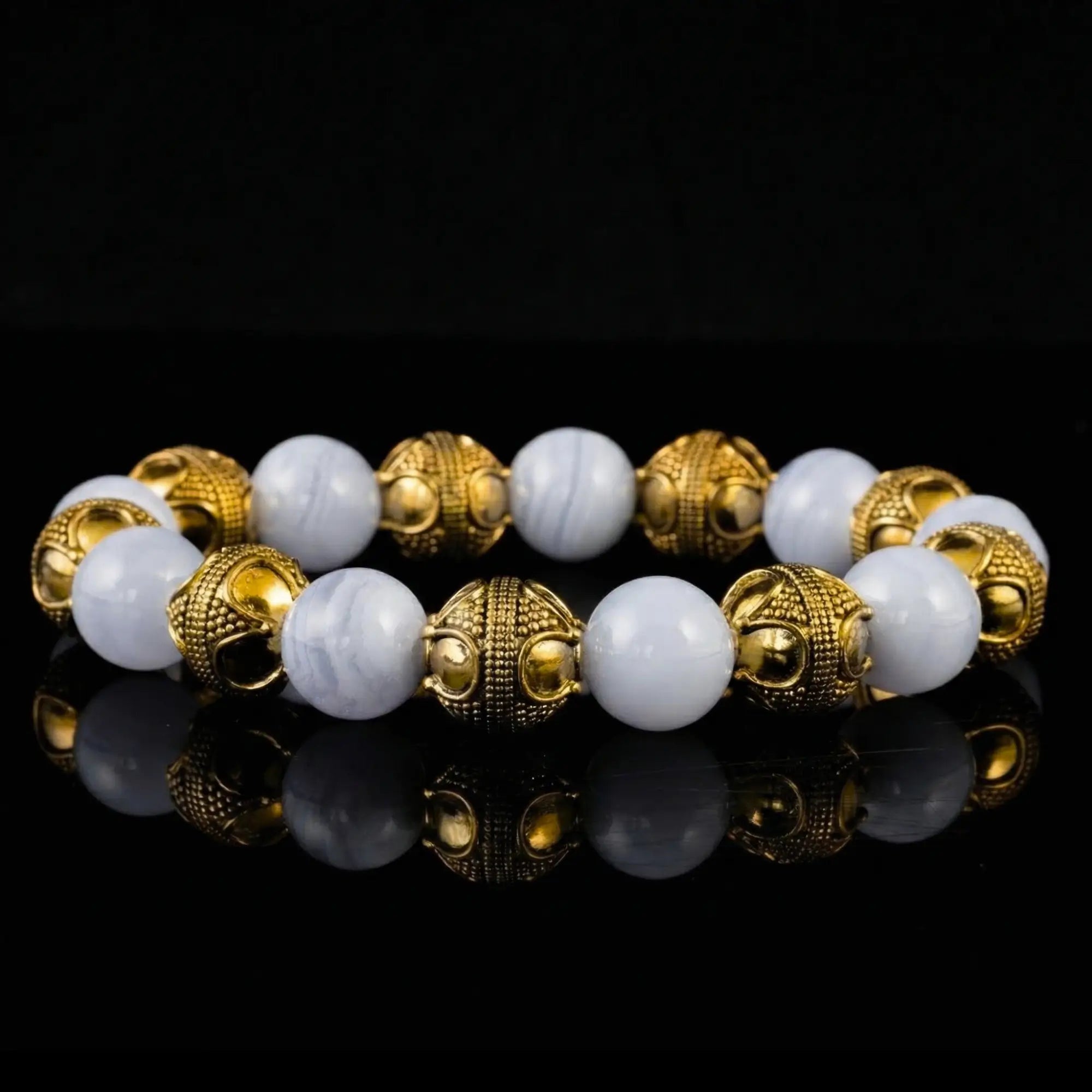 BLUE LACE AGATE GOLD VERMEIL BRACELET I (12MM)