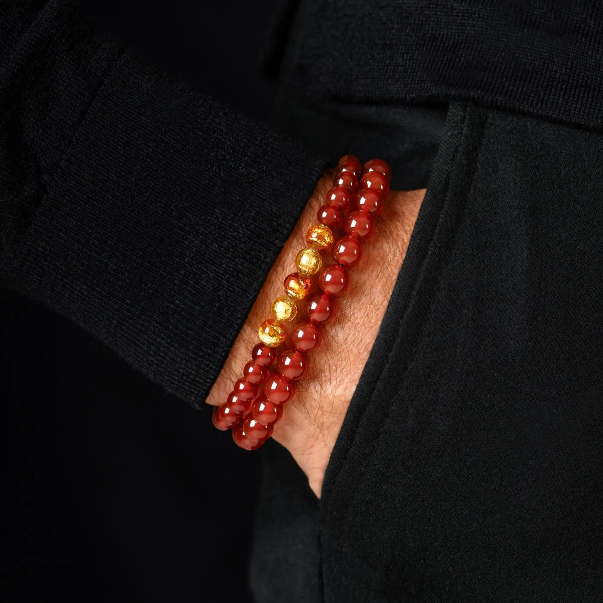 GOLDEN TOPAZ MURANO - CARNELIAN BRACELET XVII (6MM)