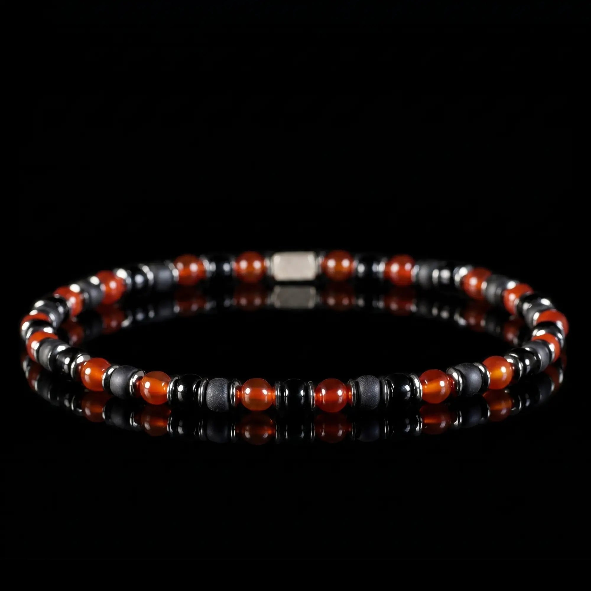 CARNELIAN - BLACK BRACELET I (4MM)
