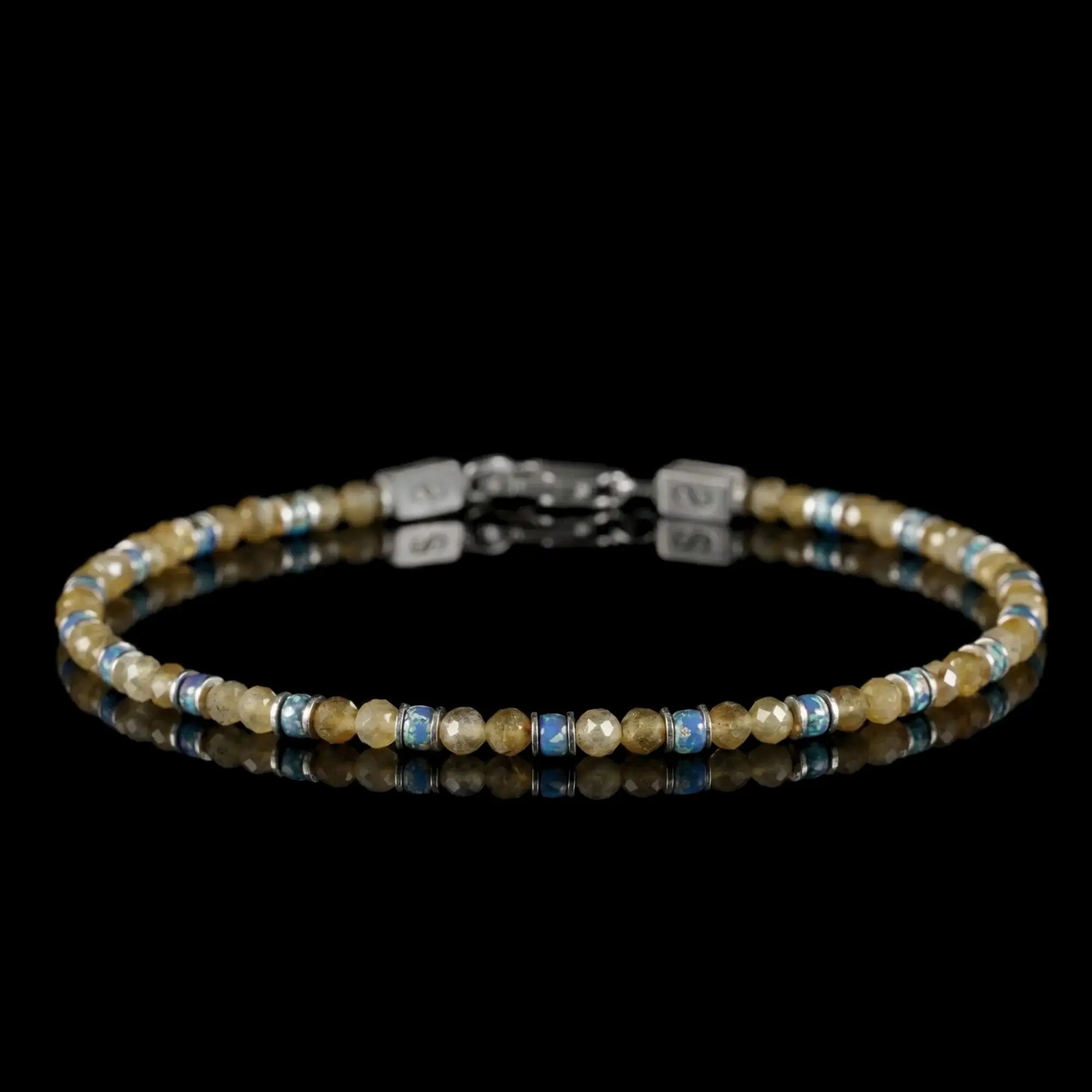 MUSTARD YELLOW LABRADORITE - PICASSO BLUE BRACELET II (3MM)